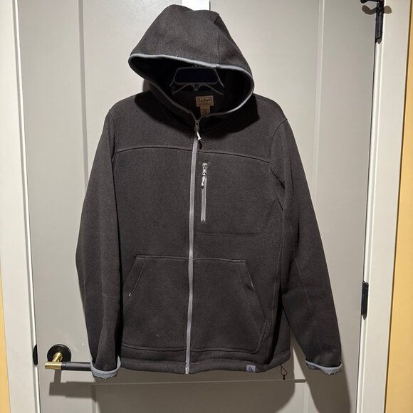 LL Bean Airlight Hoodie Mens M Black Knit Full Zip Ultralight Slightly Fitted - Picture 1 of 6